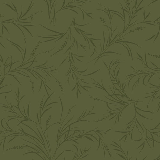 43-44" Wide OPAL ESSENCE FOLIAGE Dark Green with Pearlescent Quilt Fabric by Maywood Studio - Sold by the Yard