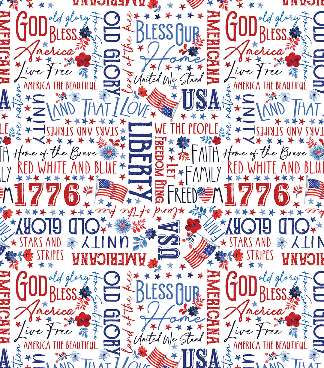 Precut Fabric Layer Cake Faith Family Freedom by Nicole Decamp for Benartex - 10" Fabric Squares