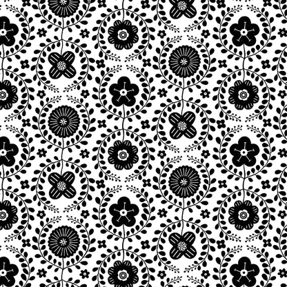 Jelly Roll Quilt Fabric | Black White and Bloom | 40 Pieces