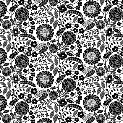 Jelly Roll Quilt Fabric | Black White and Bloom | 40 Pieces