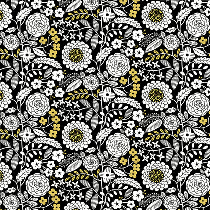 Jelly Roll Quilt Fabric | Black White and Bloom | 40 Pieces