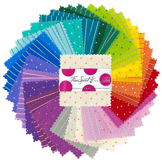 Precut Fabric Mini Charm Pack True Colors Tiny Coordinates by Tula Pink for Free Spirit Fabrics - 2 1/2" Fabric Squares
