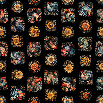 Precut Fabric Fat Quarters Poultry in Motion by Morris Creative Group for QT Fabrics - 16 Fat Quarters