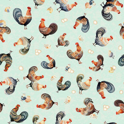 Precut Fabric Fat Quarters Poultry in Motion by Morris Creative Group for QT Fabrics - 16 Fat Quarters