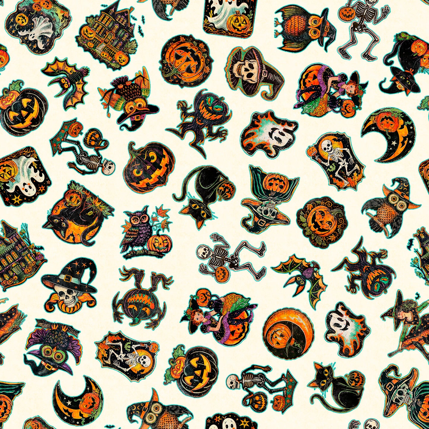 Precut Fabric Fat Quarters Happy Haunting by Morris Creative Group for QT Fabrics - 13 Fat Quarters