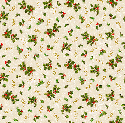Precut Fabric Fat Quarters Poinsettia Greeting by Tina Higgins for QT Fabrics - 13 Fat Quarters