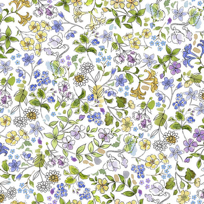 Precut Fabric Fat Quarter Bundle Drawn to Birds by Jane Maday for QT Fabrics - 13 Fat Quarters