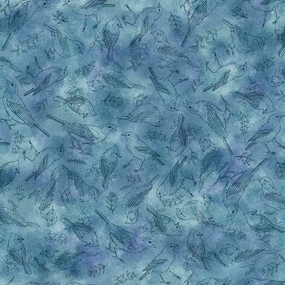 Precut Fabric Fat Quarter Bundle Drawn to Birds by Jane Maday for QT Fabrics - 13 Fat Quarters