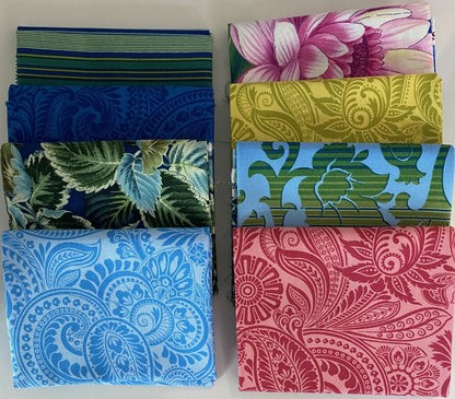 FLOWER FESTIVAL II by Benartex 8 Fat Quarter Fabric Bundle (Multi Bundle 2) - 8 Different Fat Quarters