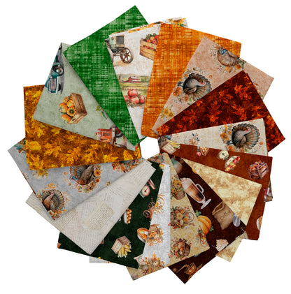 Precut Fabric Fat Quarters Autumn Spice by Morris Creative Group for QT Fabrics - 16 Fat Quarters