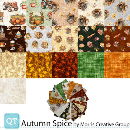 Precut Fabric Fat Quarters Autumn Spice by Morris Creative Group for QT Fabrics - 16 Fat Quarters