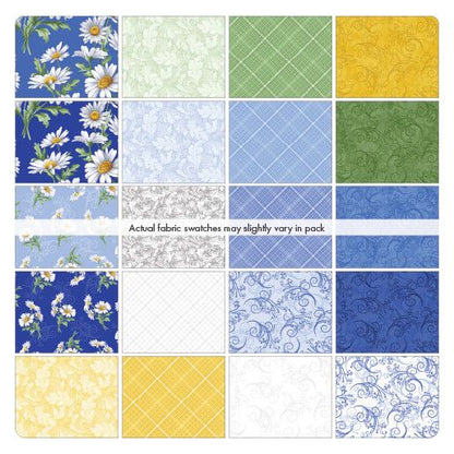 20 Fabric Fat Quarter Bundle - All About Daisies Collection by Jackie Robinson for Benartex