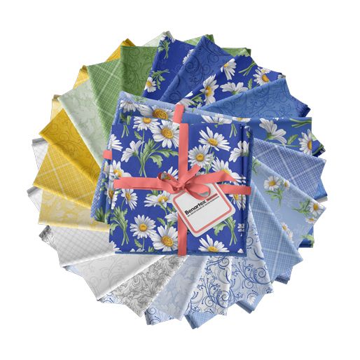 20 Fabric Fat Quarter Bundle - All About Daisies Collection by Jackie Robinson for Benartex