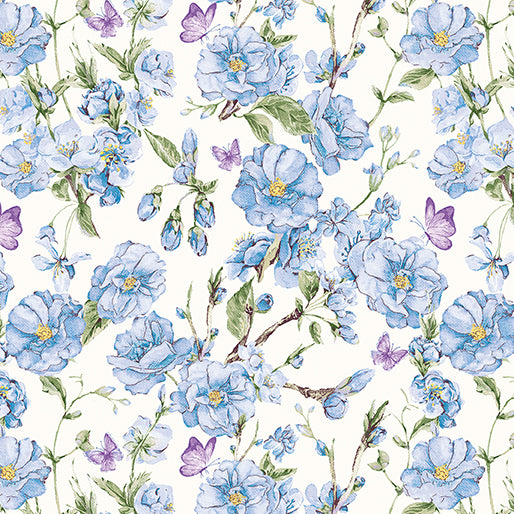 Floral Quilt Fabric from Judy's Bloom Collection by Eleanor Burns for Benartex 6 Yard Bundle - Blue