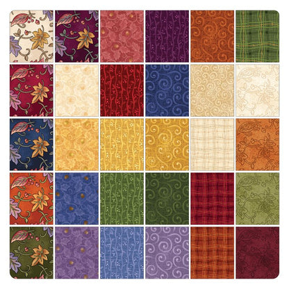 Precut Fabric Charm Pack Autumn Breeze by Nancy Halvorsen for Benartex Traditions - 5" Fabric Squares