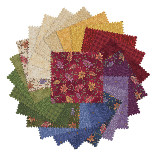 Precut Fabric Charm Pack Autumn Breeze by Nancy Halvorsen for Benartex Traditions - 5" Fabric Squares