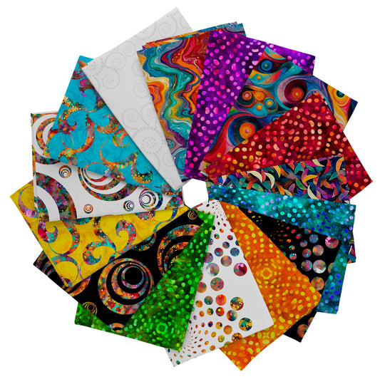 Precut Fabric Fat Quarters Bedazzled by Morris Creative Group for QT Fabrics - 15 Fat Quarters