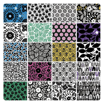 Layer Cake Quilt Fabric | Black White and Bloom | Benartex | 42 Pieces