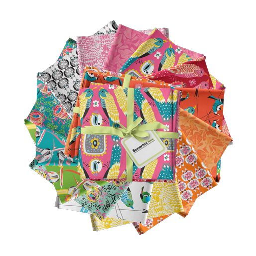 14 Fabric Fat Quarter Bundle - Bird Watch Collection by Olivia Klue and Tina Givens for Benartex