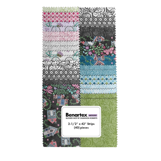 Precut Fabric Jelly Roll Blessed Nest Collection by Shannon Roberts for Benartex Artistry - 2 1/2" Strips