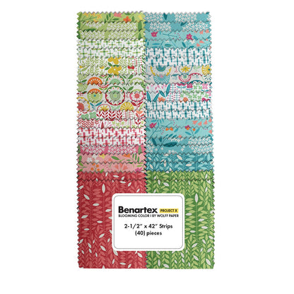 Precut Fabric Jelly Roll Blooming Color I Collection by Wolff Paper for Benartex Artistry - 2 1/2" Strips