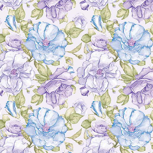 43-44" Wide BLOSSOM BLUE Floral Quilt Fabric from Judy's Bloom Collection by Eleanor Burns for Benartex - Sold by the Yard