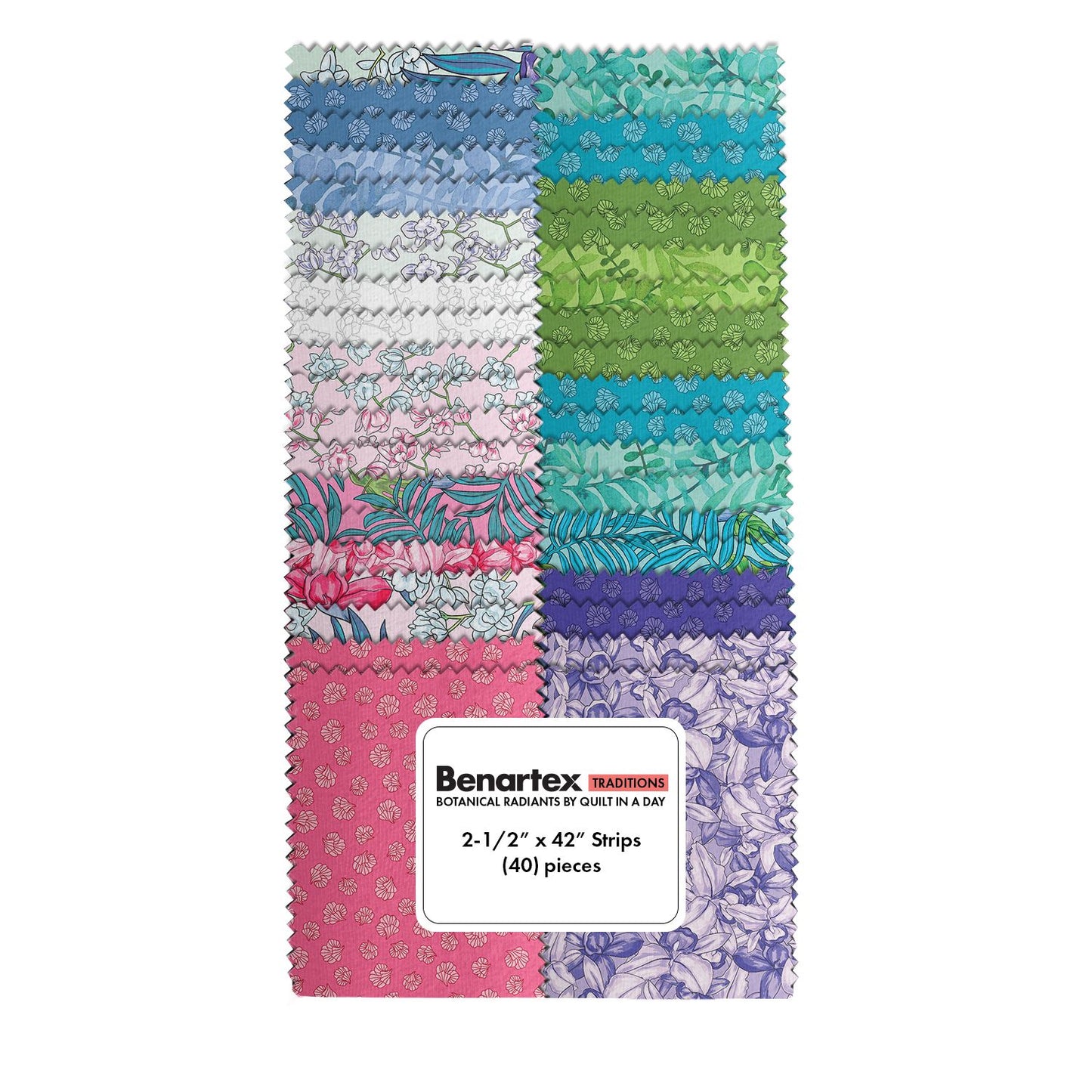 Precut Fabric Jelly Roll Botanical Radiants Collection by Quilt in a Day for Benartex Traditions - 2 1/2" Strips