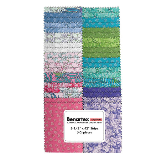Precut Fabric Jelly Roll Botanical Radiants Collection by Quilt in a Day for Benartex Traditions - 2 1/2" Strips