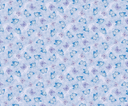 43-44" Wide BUTTERFLY BLUE Floral Butterfly Quilt Fabric from Judy's Bloom Collection by Eleanor Burns for Benartex - Sold by the Yard