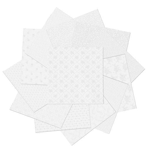 Precut Fabric Layer Cake - Classic Keepsakes White on White Benartex Traditions by Kanvas - 10" Fabric Squares
