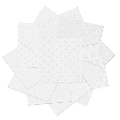 Precut Fabric Layer Cake - Classic Keepsakes White on White Benartex Traditions by Kanvas - 10" Fabric Squares