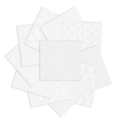Precut Fabric Charm Pack - Classic Keepsakes White on White Benartex Traditions by Kanvas - 5" Fabric Squares