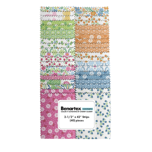 Precut Fabric Jelly Roll Color It Sunshine Collection by Cherry Guidry for Benartex Contempo - 2 1/2" Strips