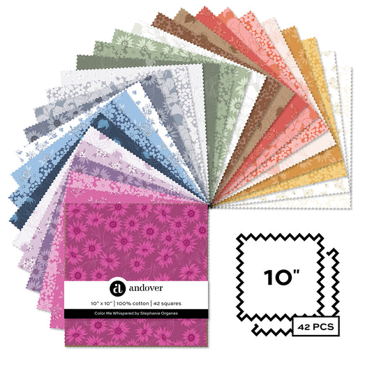 Layer Cake Quilting Fabrics Color Me Whispered | Andover - 10" Squares | 42 Pieces