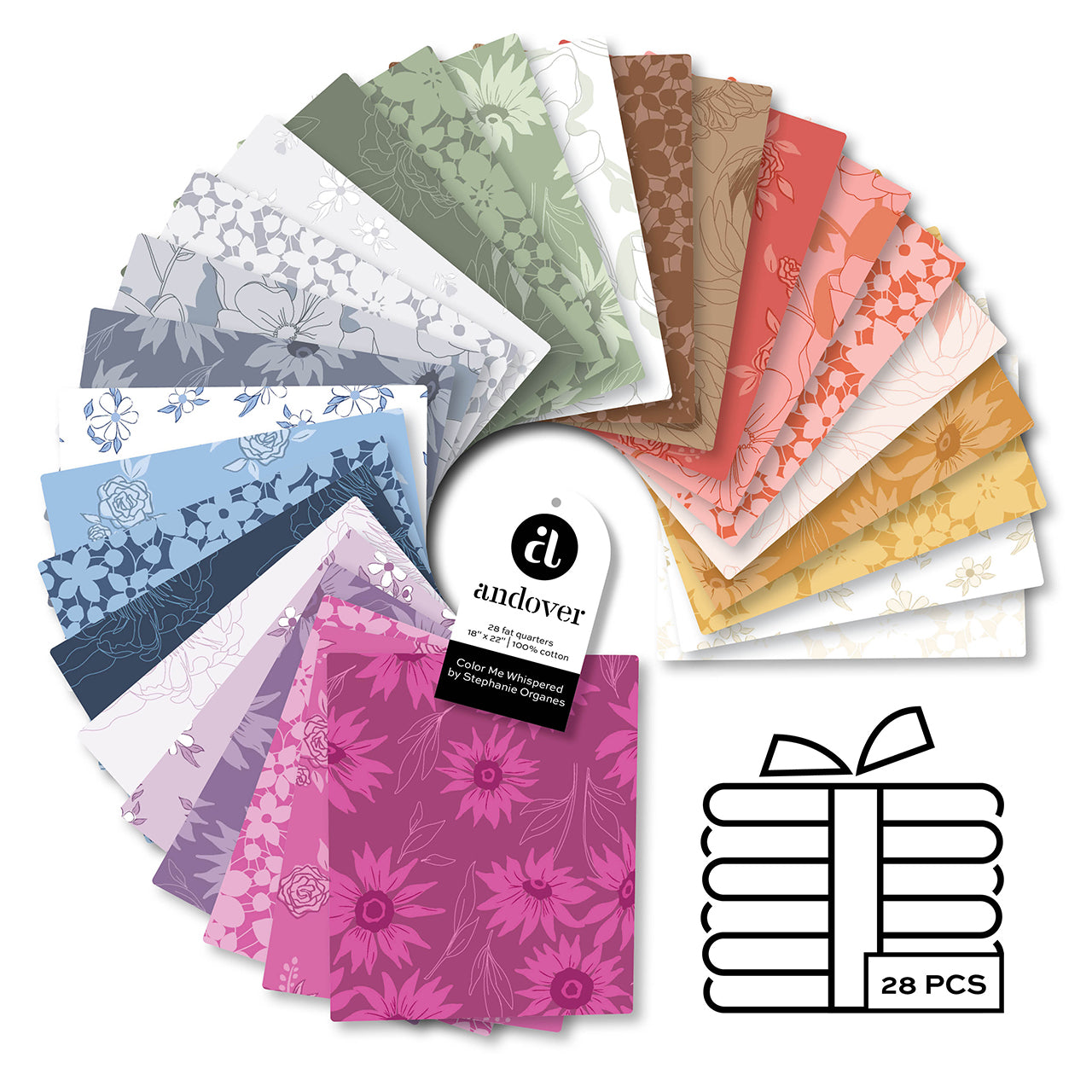 Fat Quarter Bundle Quilting Fabrics Color Me Whispered | Andover | 28 Pieces