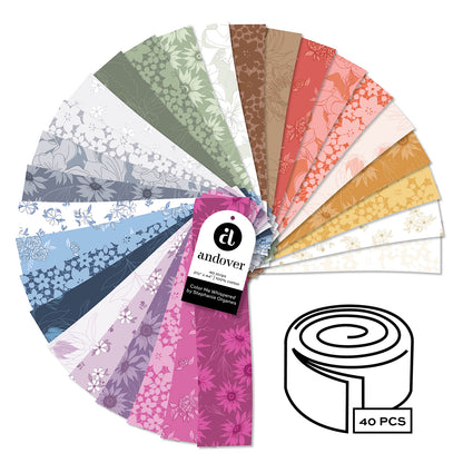 Jelly Roll Quilting Fabrics Color Me Whispered | Andover - 2 1/2" Strips | 40 Pieces