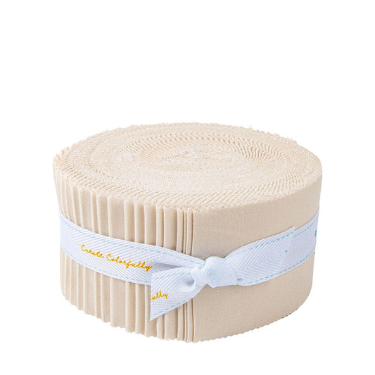Precut Fabric Jelly Roll Ivory Confetti Cotton Solids by Riley Blake Designs - 2 1/2" Fabric Strips