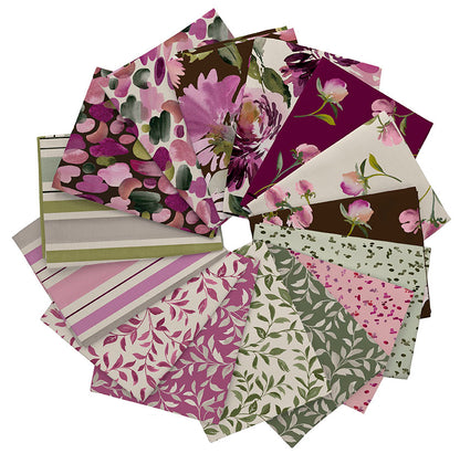 Fat Quarter Bundle Quilting Fabric Dahlia Dreams Collection QT Fabrics - 15 Fat Quarters