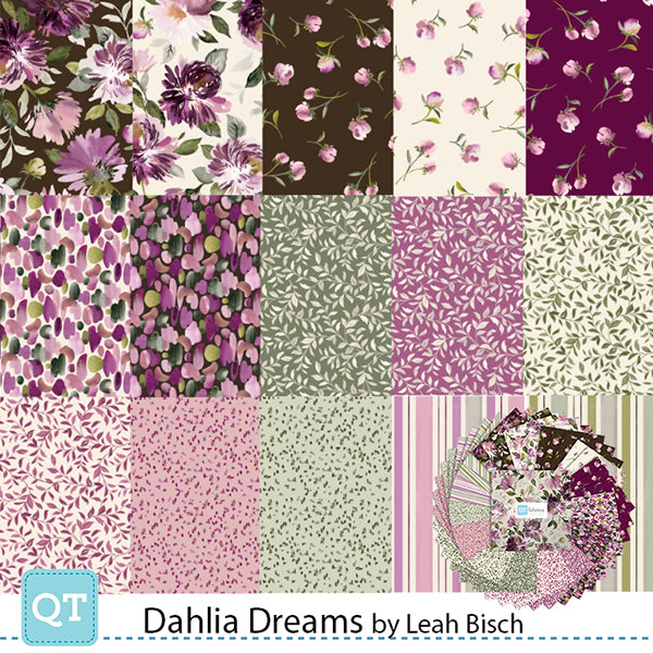 Layer Cake Quilting Fabric Dahlia Dreams Collection QT Fabrics - 42 Pieces