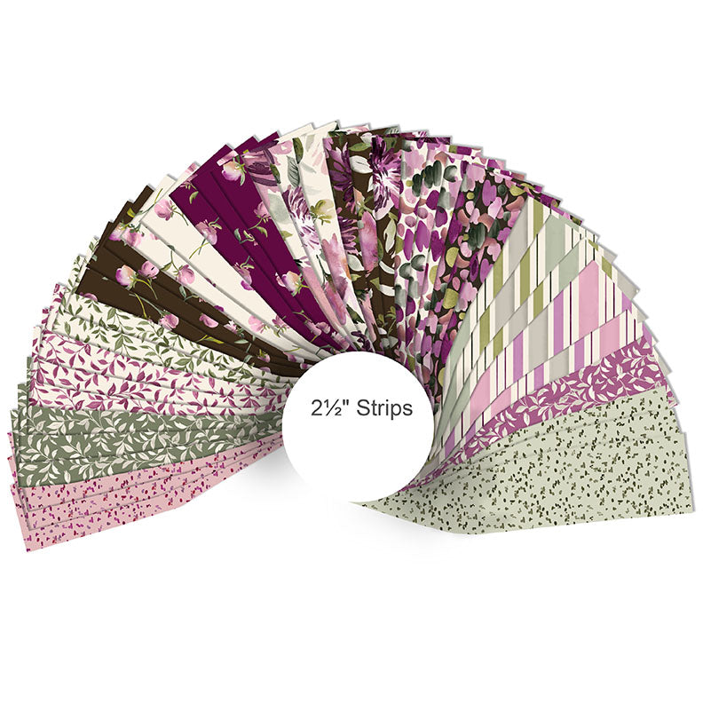 Jelly Roll Quilting Fabric Dahlia Dreams Collection QT Fabrics - 40 Pieces