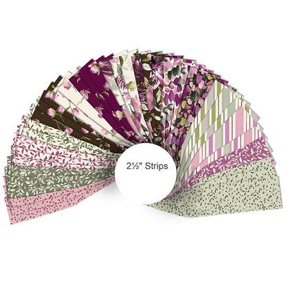 Jelly Roll Quilting Fabric Dahlia Dreams Collection QT Fabrics - 40 Pieces