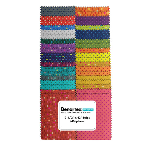 Precut Fabric Jelly Roll Dazzle Dots Collection by Christa Watson for Benartex Contempo - 2 1/2" Strips