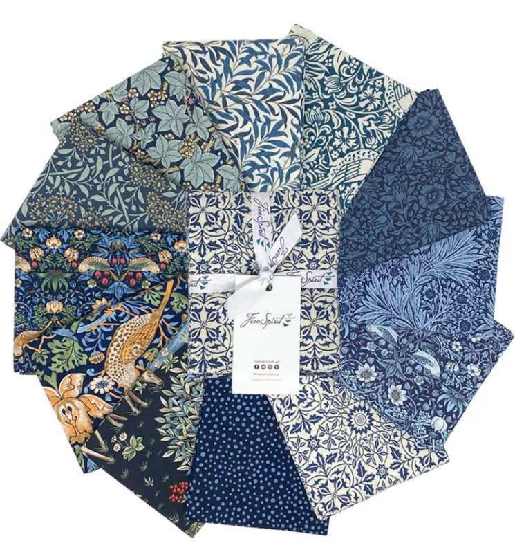 Fabric Fat Quarter Bundle | Delft Quilting Fabrics | 12 Pieces