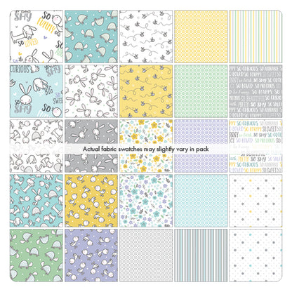 Layer Cake DOODLE BABY Flannel by Jessica Flick for Benartex - 10" Quilt Fabric Squares