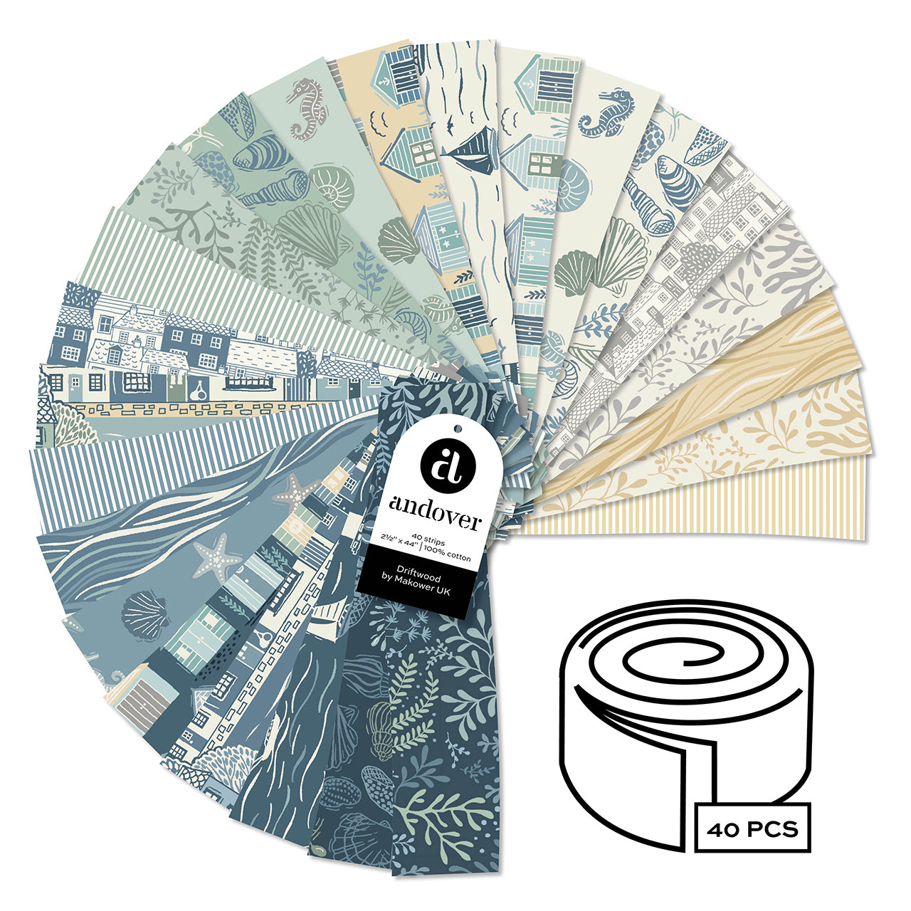 Quilting Fabrics Driftwood Jelly Roll | Andover | 40 Pieces