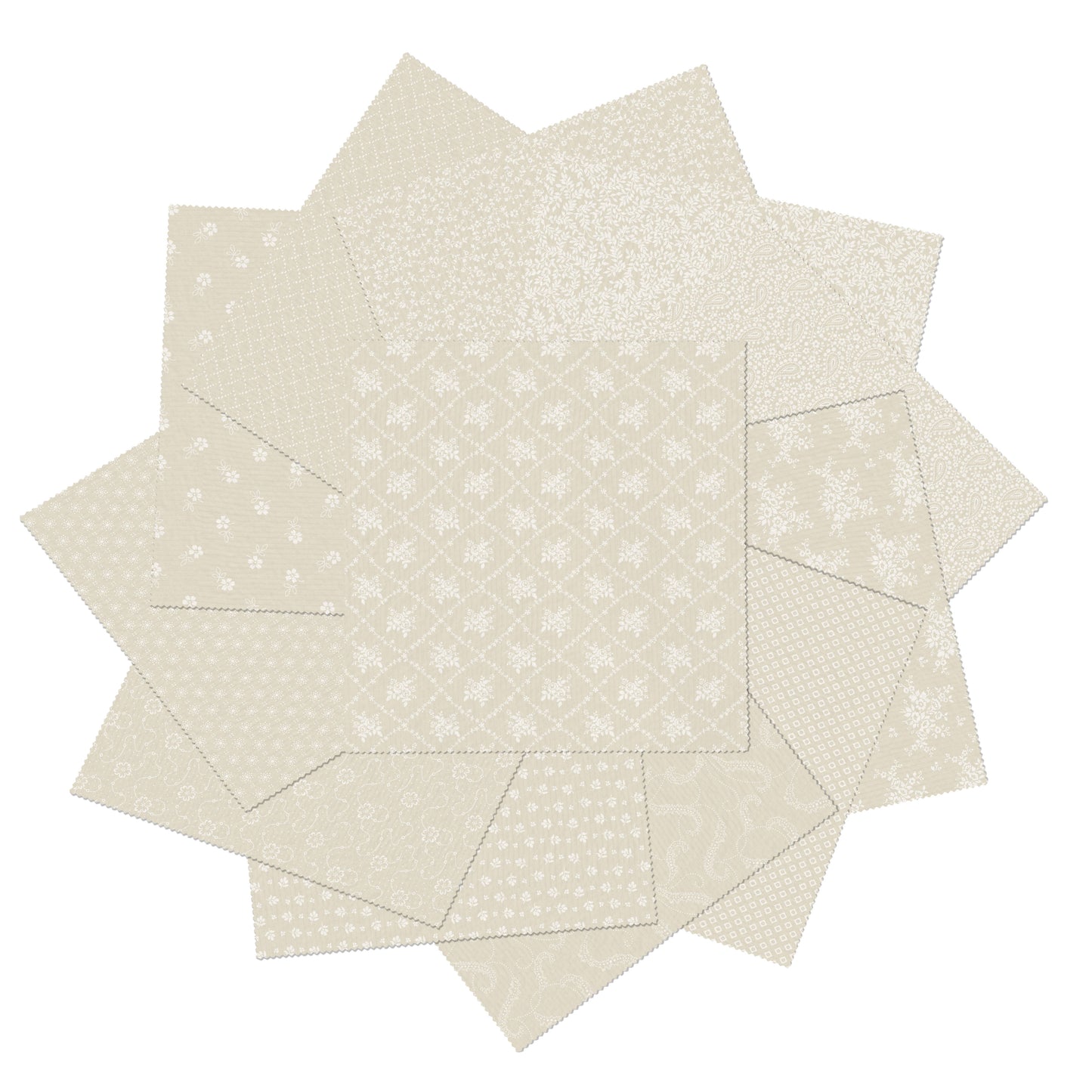 Precut Fabric Layer Cake - Classic Keepsakes Ecru Quilting Fabrics - 10" Fabric Squares