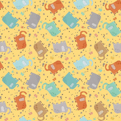 Fabric 5 Yard Bundle ELEPHANT JOY by Terry Runyan for Benartex - Quilt Shop Quality - 5 Different 1 Yard Cuts