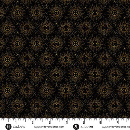 Brown and Tan Sunburst Quilting Fabric – Andover Espresso Collection | 100% Cotton Fabric