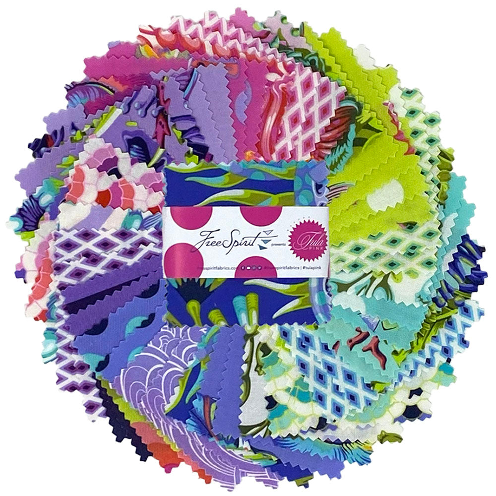 Charm Pack Quilt Fabric | Tula Pink Coral Reef | 5" Squares | 42 Pieces