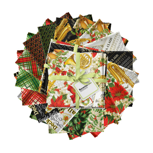 Fat Quarter Bundle Quilting Fabric Christmas Musical - 17 Christmas Fat Quarters